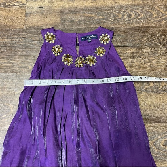 Mini Boden Girl's Sleeveless Purple Gold Embellishment Size 11-12Y Party Dress - Picture 3 of 10